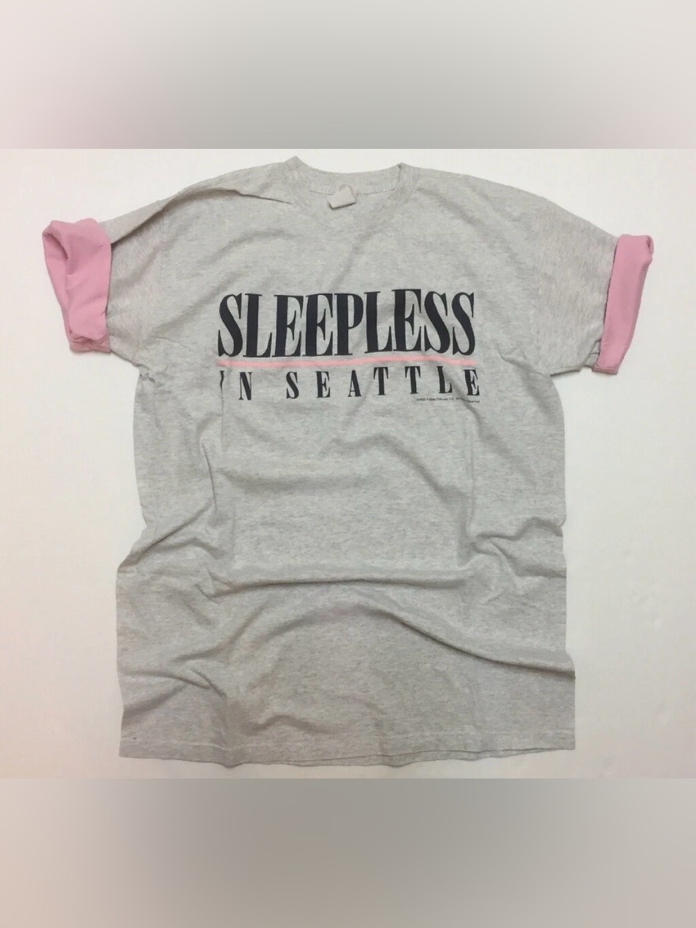 Vintage Sleepless in Seattle Pajama Shirt Oversized Movie Promo One Size 90s